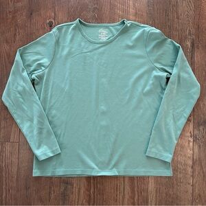LL Bean Long Sleeve Crew Neck Shirt Green Medium Regular